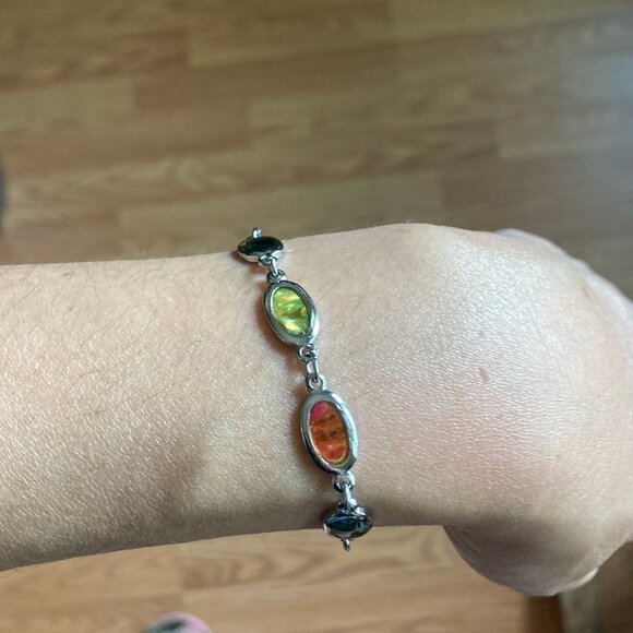 Oval Abalone Shell Silvertone Bracelet - Picture 6 of 10